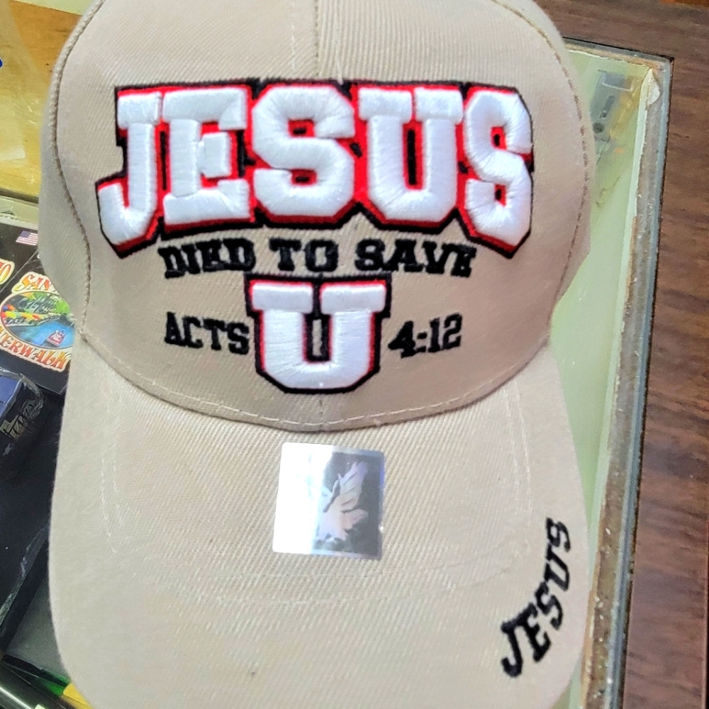New light brown Jesus died to save Acts 4:12  adjustable baseball cap